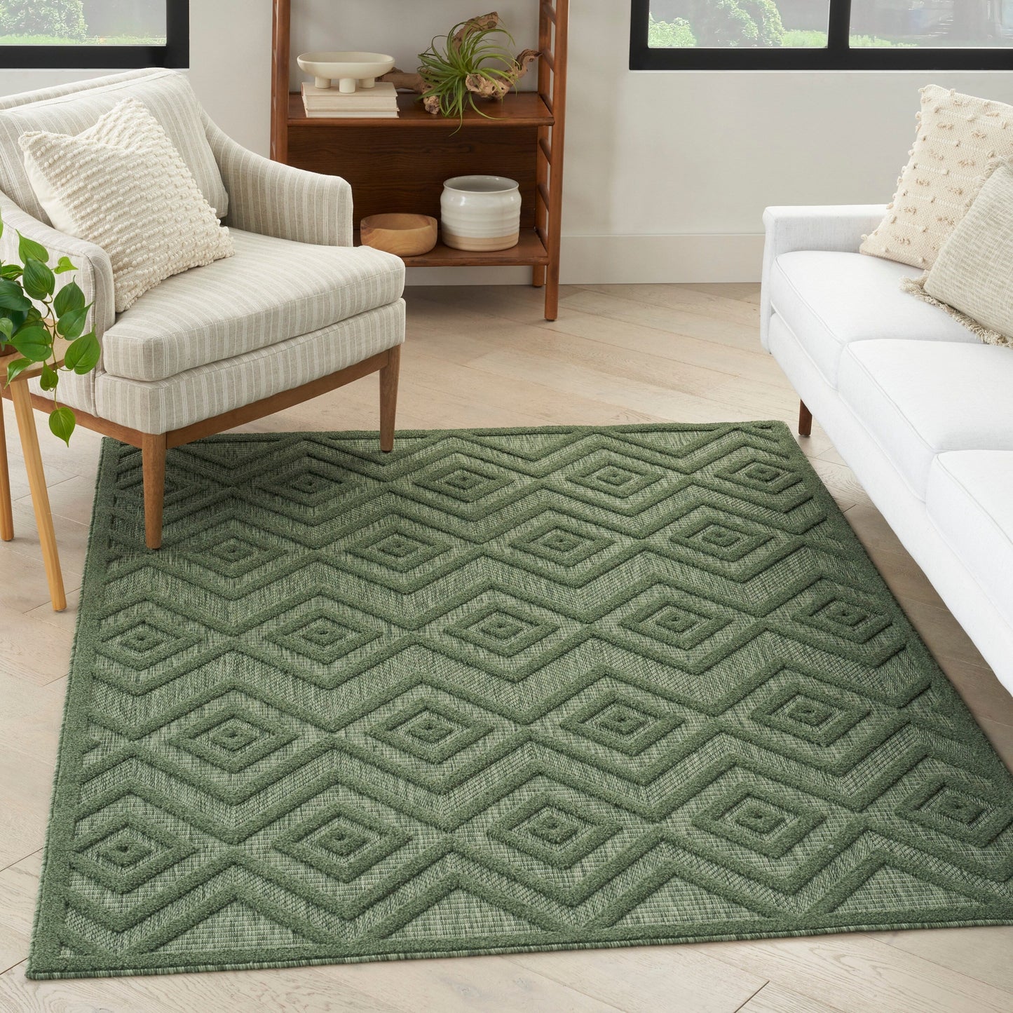 Tapis Nourison polyvalent pour intérieur/extérieur à tissage plat géométrique