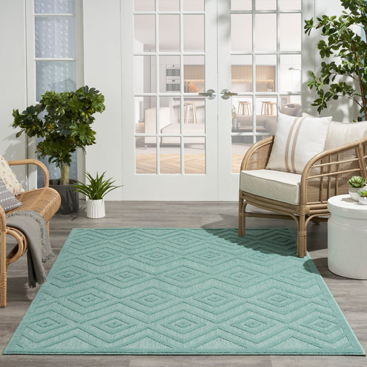 Tapis Nourison polyvalent pour intérieur/extérieur à tissage plat géométrique