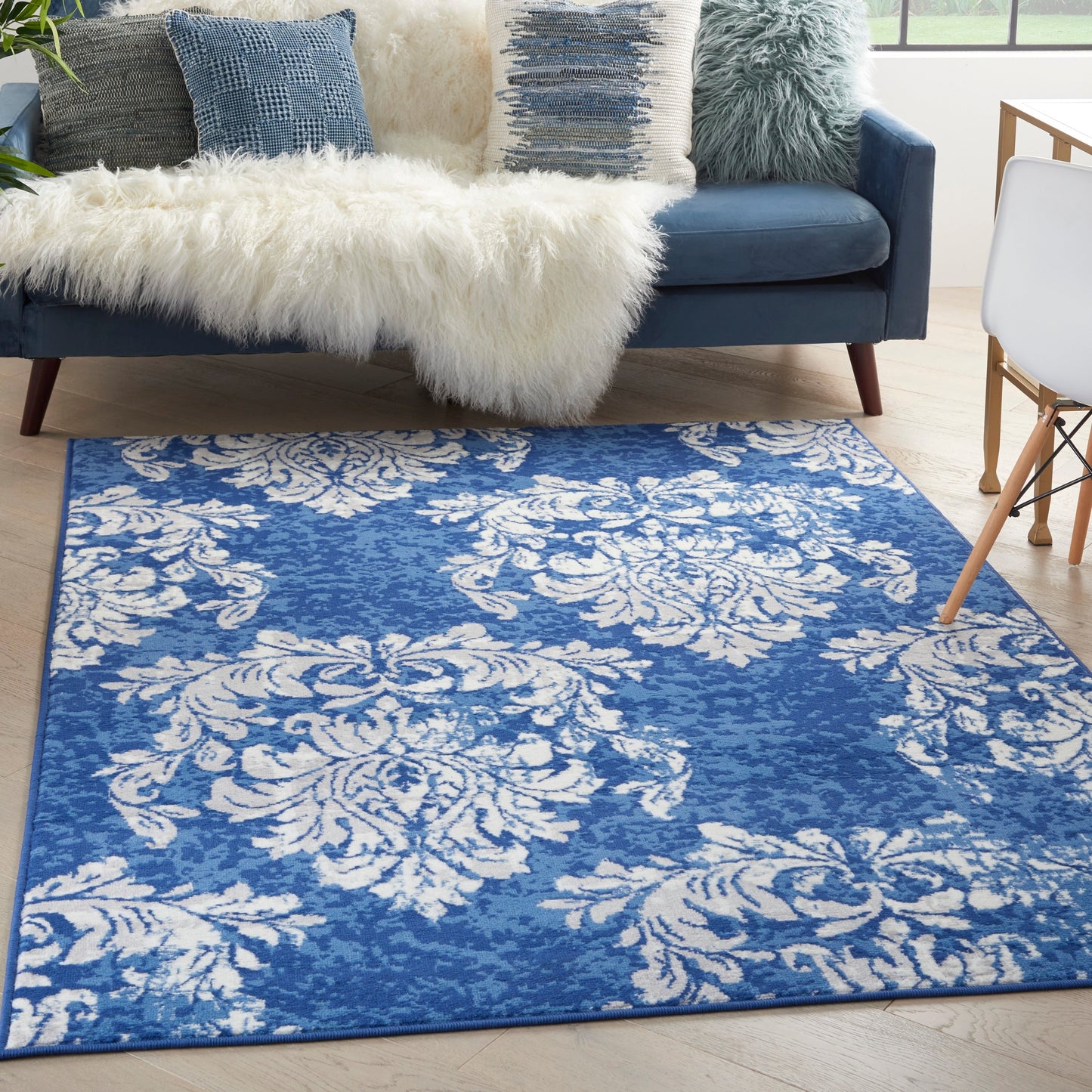 Tapis botanique Nourison Whimsicle French Country Ivoire Bleu marine