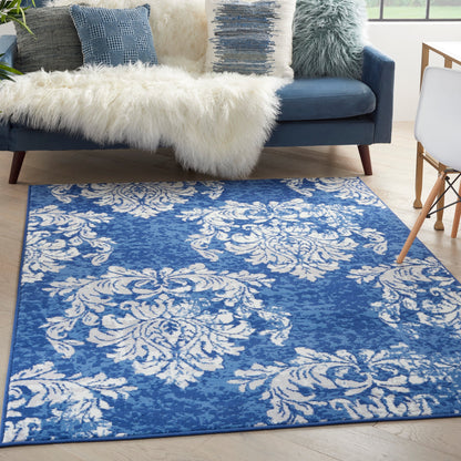 Tapis botanique Nourison Whimsicle French Country Ivoire Bleu marine