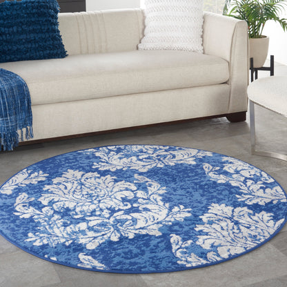 Tapis botanique Nourison Whimsicle French Country Ivoire Bleu marine