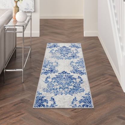 Tapis botanique Nourison Whimsicle French Country Ivoire Bleu marine