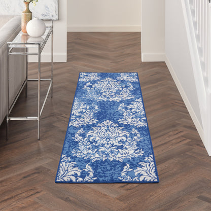 Tapis botanique Nourison Whimsicle French Country Ivoire Bleu marine