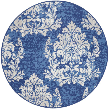 Tapis botanique Nourison Whimsicle French Country Ivoire Bleu marine