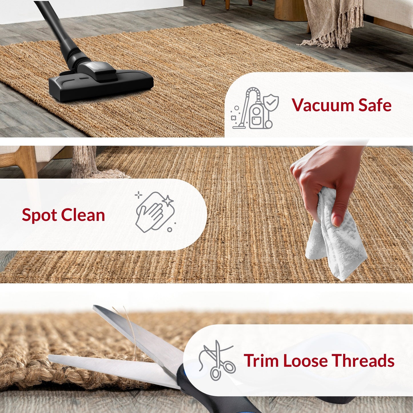 Tapis de ferme en jute massif Nuloom Ashli