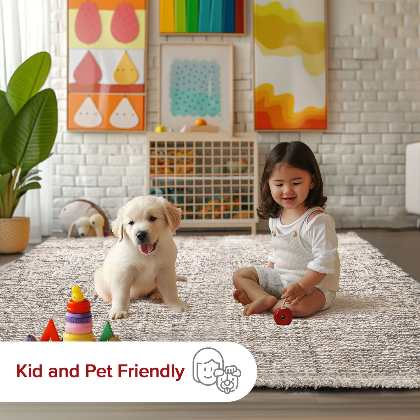 Tapis de ferme en jute massif Nuloom Ashli