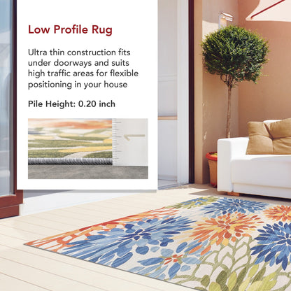 Tapis d'intérieur/extérieur lavable en machine à motif floral Nuloom Rosana