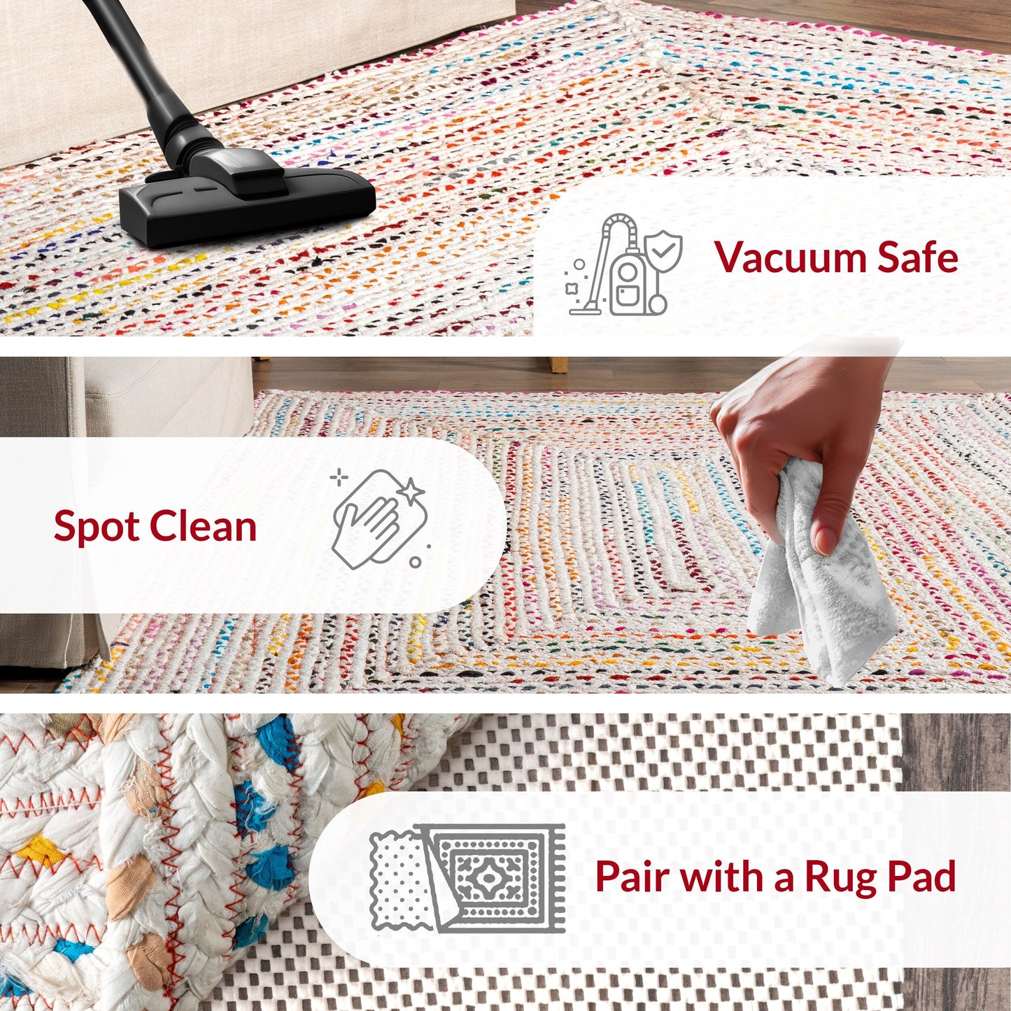 Tapis bohème tressé à la main Nuloom Tammara