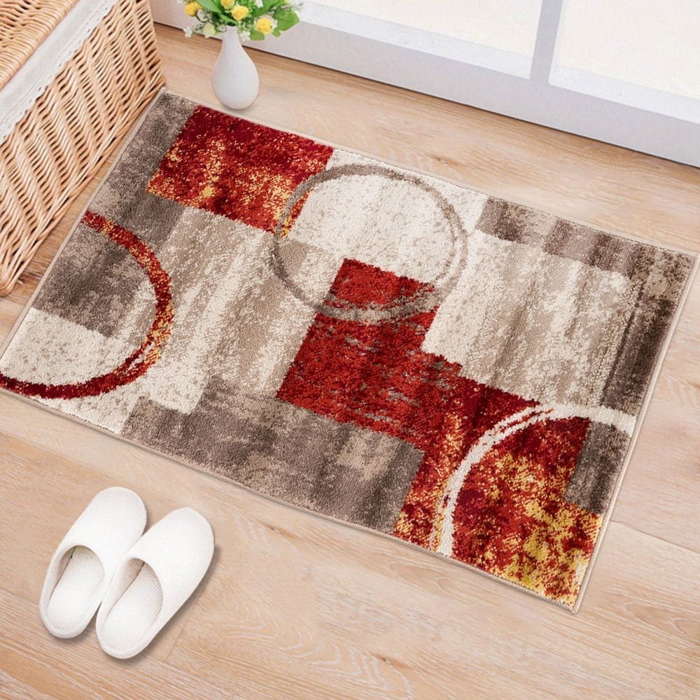 Tapis circulaire abstrait en polypropylène fabriqué à la machine, World Rug Gallery