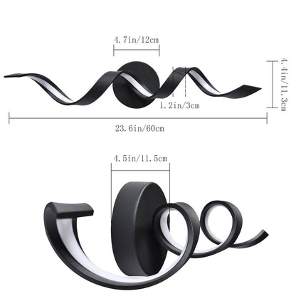 Applique murale à LED pour salle de bain au design moderne en spirale, à intensité variable