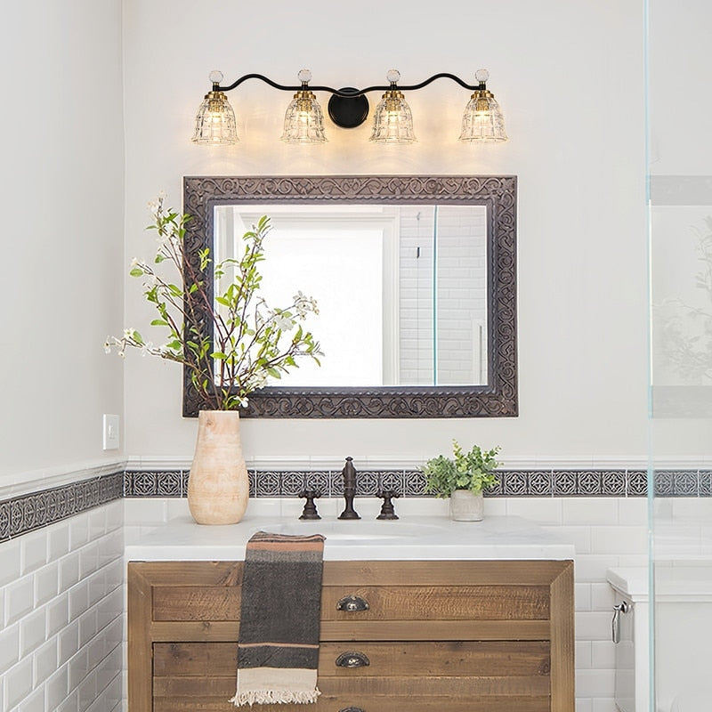 Luminaires de salle de bain modernes Ora à intensité variable, noir et or