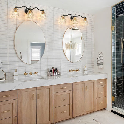 Luminaires de salle de bain modernes Ora à intensité variable, noir et or