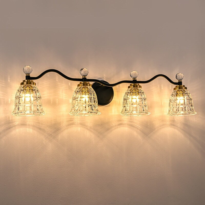 Luminaires de salle de bain modernes Ora à intensité variable, noir et or