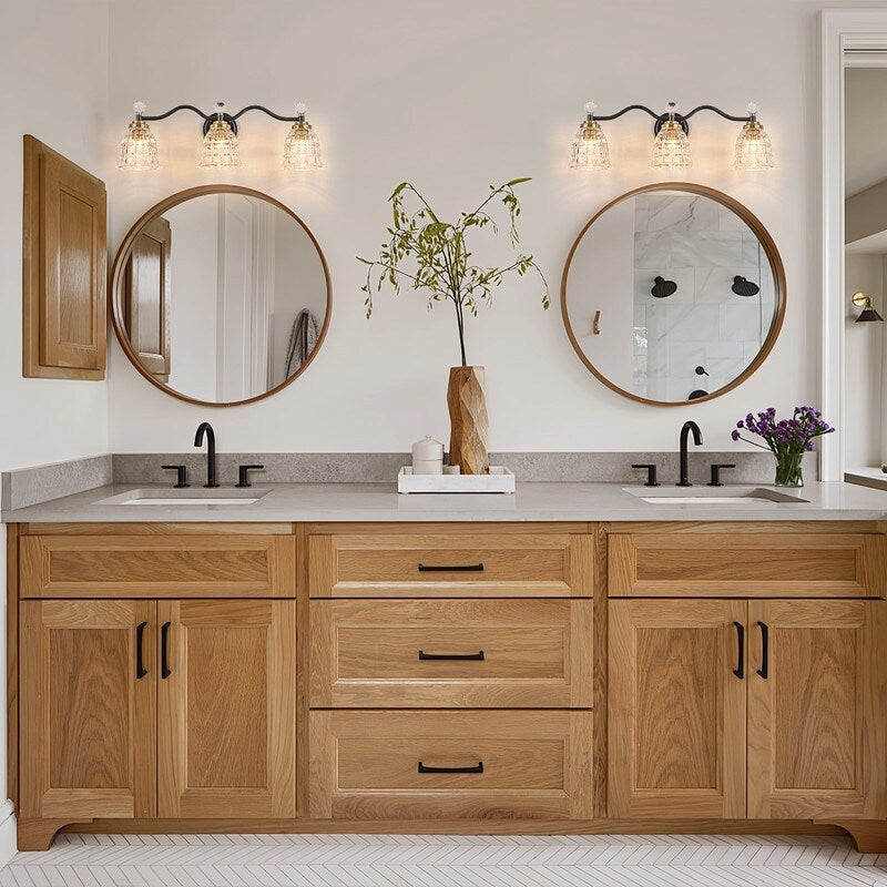 Luminaires de salle de bain modernes Ora à intensité variable, noir et or