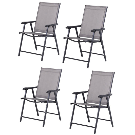 Ensemble de 4 chaises de patio pliantes Outsunny au design simple et chic, confortables pour la terrasse, le jardin, la cour et les voyages