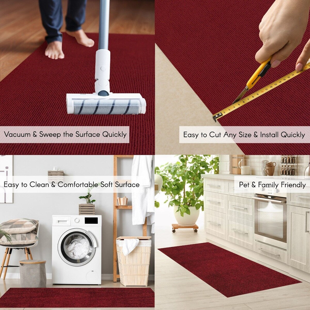 Tapis de couloir sur mesure pour intérieur/extérieur, 91 cm de large x longueur au choix, avec envers antidérapant en PVC