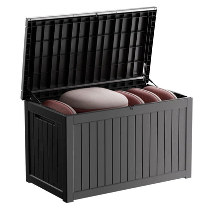 Coffre de rangement extérieur en résine verrouillable pour terrasse
