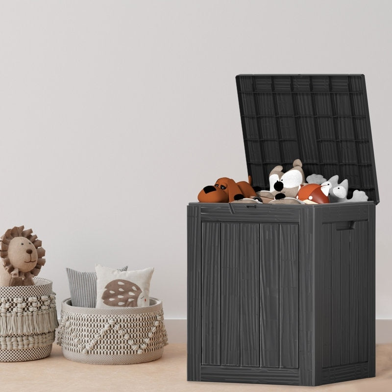 Coffre de rangement extérieur en résine verrouillable pour terrasse