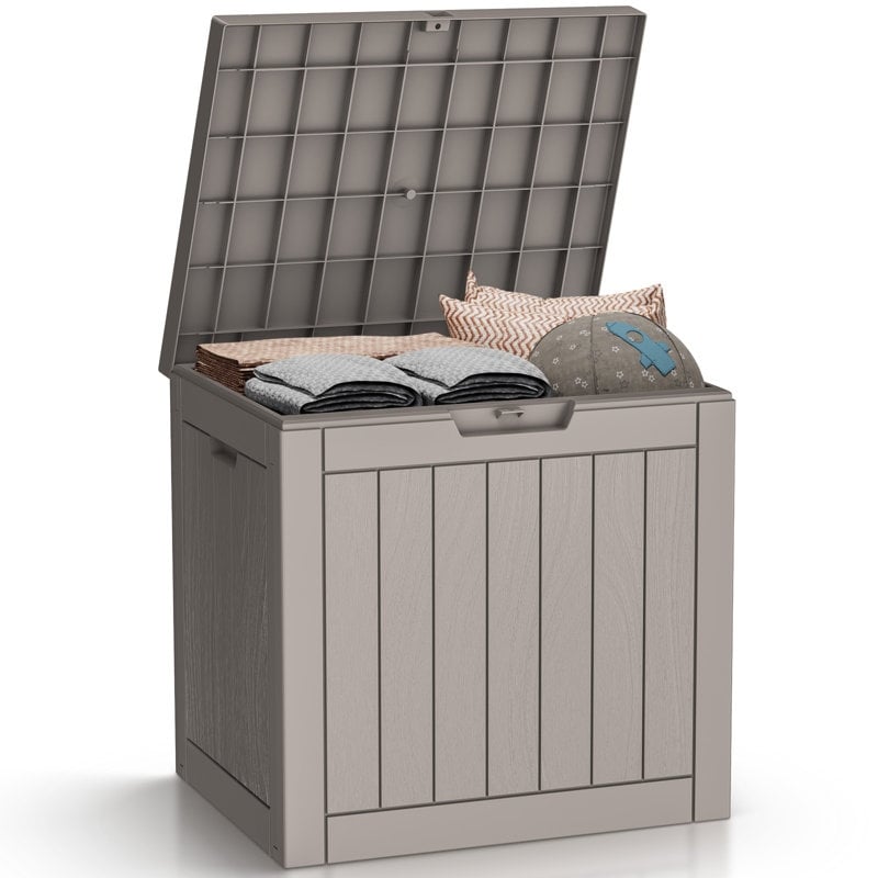 Coffre de rangement extérieur en résine verrouillable pour terrasse