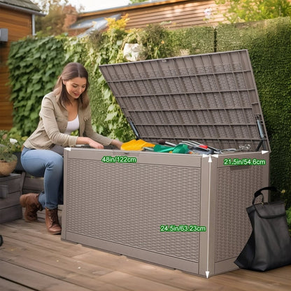 Coffre de rangement extérieur en résine verrouillable pour terrasse
