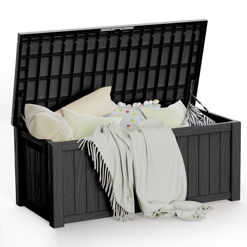 Coffre de rangement extérieur en résine verrouillable pour terrasse