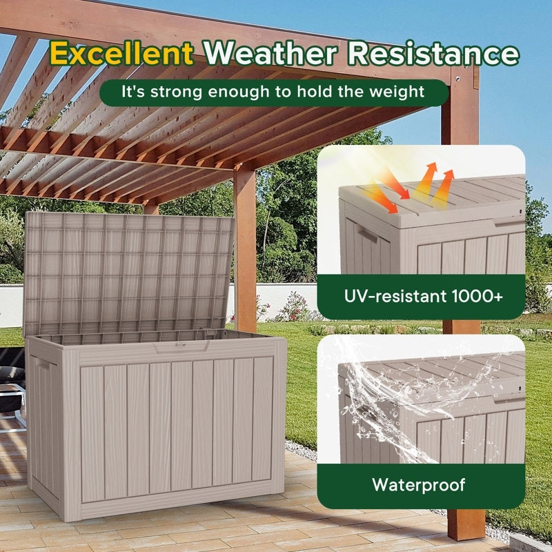 Coffre de rangement extérieur en résine verrouillable pour terrasse