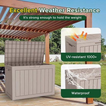 Coffre de rangement extérieur en résine verrouillable pour terrasse