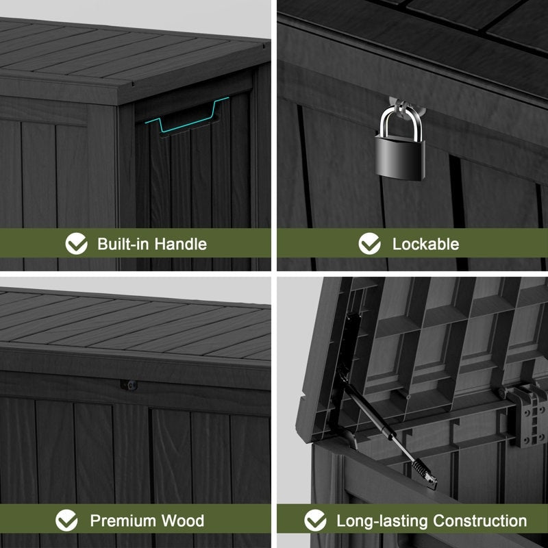 Coffre de rangement extérieur en résine verrouillable pour terrasse