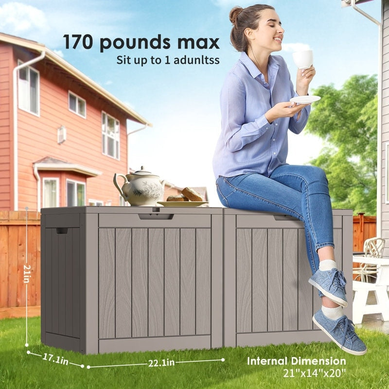 Coffre de rangement extérieur en résine verrouillable pour terrasse