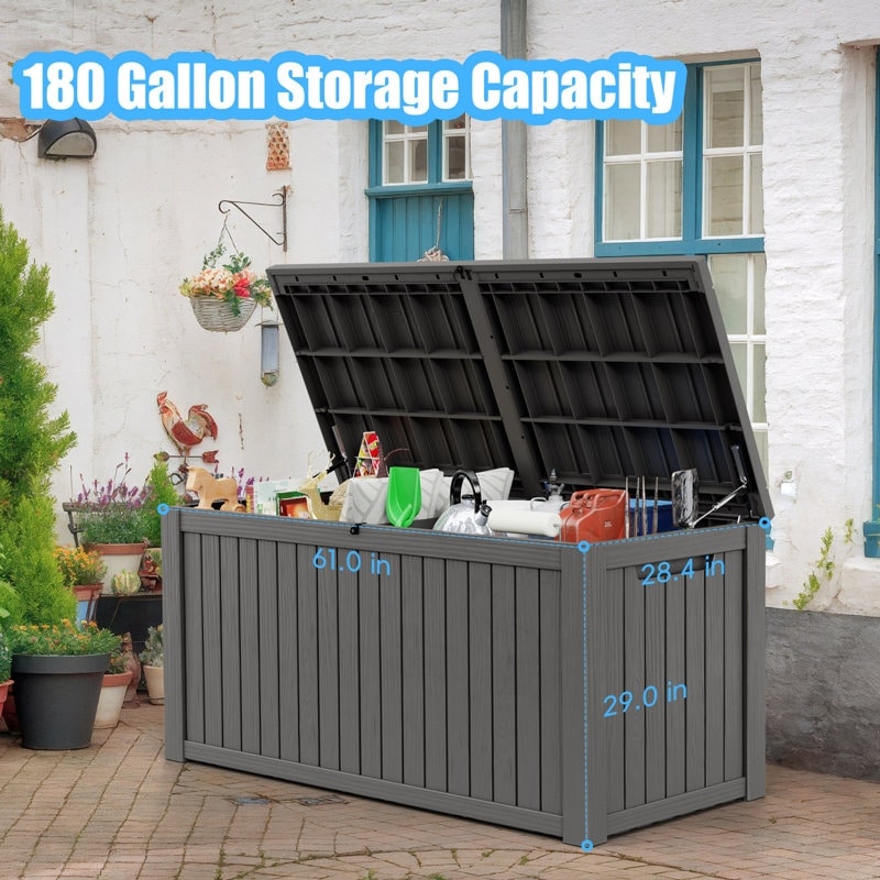 Coffre de rangement extérieur en résine verrouillable pour terrasse