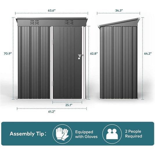 Abri de jardin en métal avec porte verrouillable pour rangement extérieur, meubles de jardin et outils