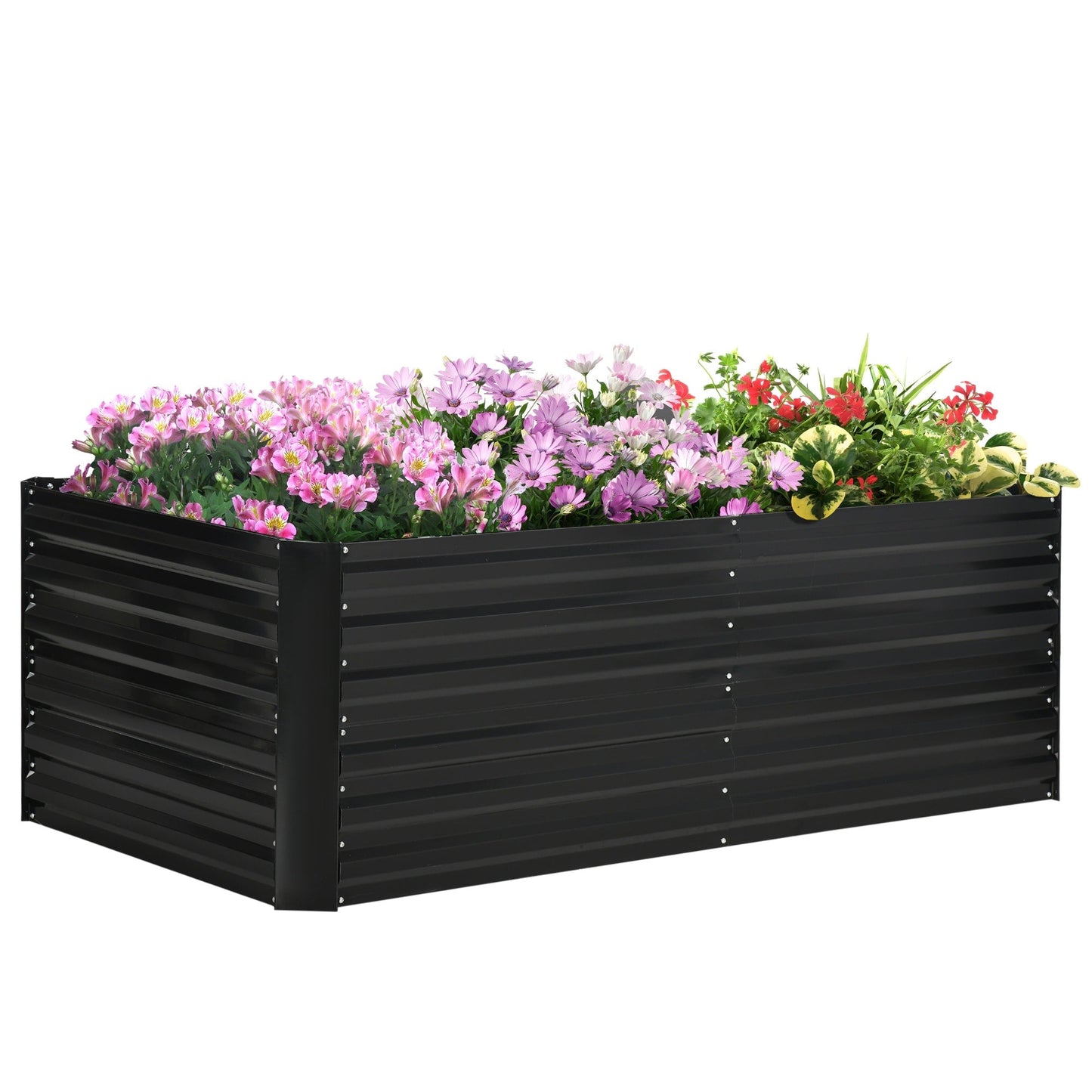 Jardinière surélevée Outsunny, 71 x 36 x 23 cm, jardinières en acier galvanisé pour plantes d'extérieur avec tiges renforcées