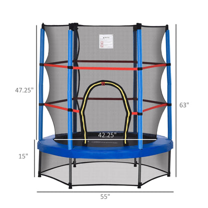 Trampoline Outsunny pour enfants de 1,5 m de diamètre avec filet pour l'intérieur et l'extérieur, de 3 à 6 ans