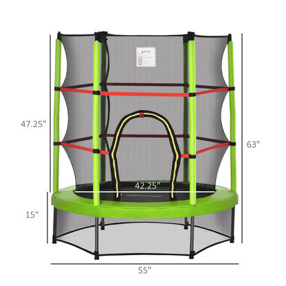 Trampoline Outsunny pour enfants de 1,5 m de diamètre avec filet pour l'intérieur et l'extérieur, de 3 à 6 ans
