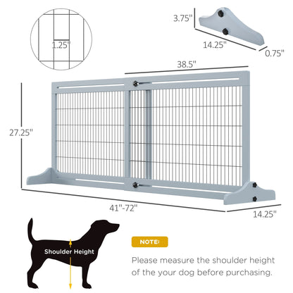 Portillon extra large et autoportant PawHut 72 pour animaux de compagnie, longueur réglable, pour maison, entrée, couloir, gris