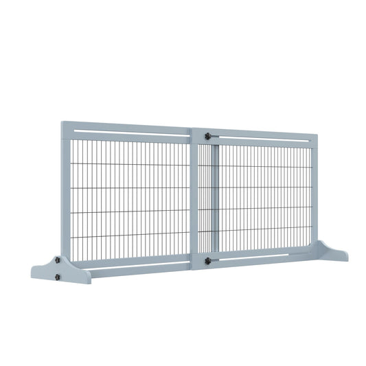 Portillon extra large et autoportant PawHut 72 pour animaux de compagnie, longueur réglable, pour maison, entrée, couloir, gris