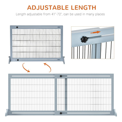Portillon extra large et autoportant PawHut 72 pour animaux de compagnie, longueur réglable, pour maison, entrée, couloir, gris