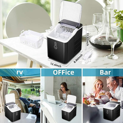 Machine à glaçons portable de comptoir, 11,8 kg/24 h, autonettoyante, silencieuse