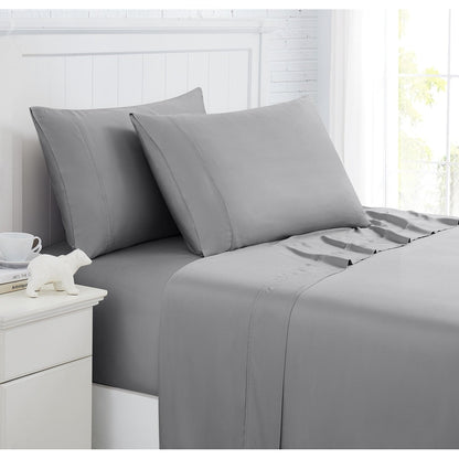 Ensemble de draps de lit 4 pièces de luxe haut de gamme 100 % viscose de bambou, 21 pouces, avec poche extra profonde