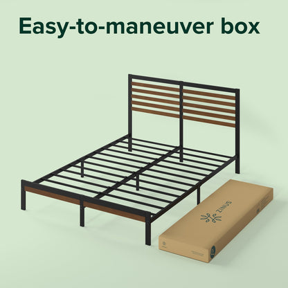 Cadre de lit plateforme en bambou et métal marron Priage by ZINUS