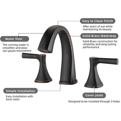 Robinet de lavabo de salle de bain à large diffusion Proox 8 SpotShield avec ensemble de vidange