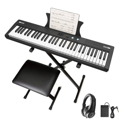 Piano à clavier électrique portable semi-lesté à 61 touches