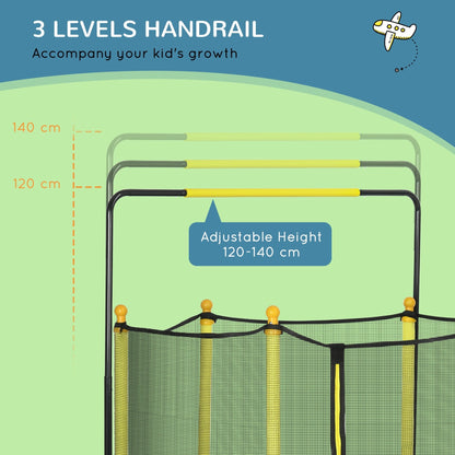Trampoline Qaba pour enfants de 4,6 pi avec panier de basket, barre horizontale et trampoline d'intérieur de 55 po avec filet