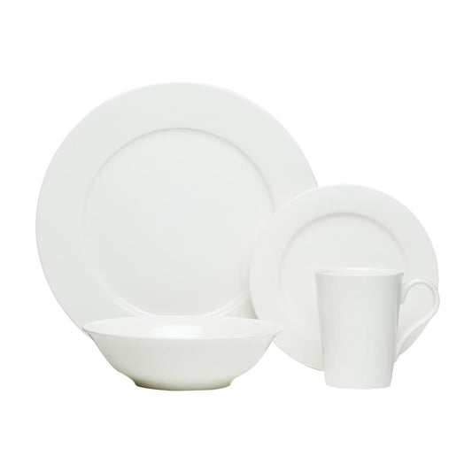 Service de table 16 pièces en porcelaine tendre à bord vanille rouge