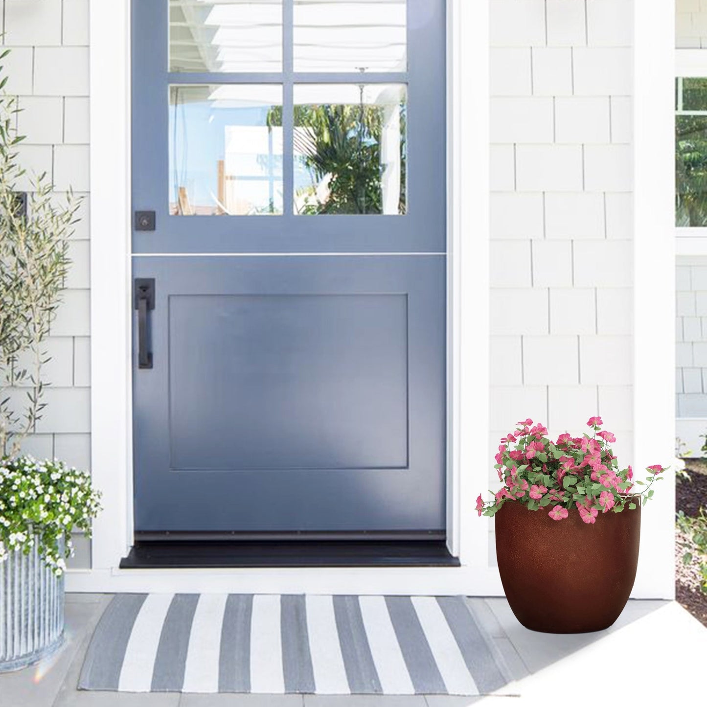 Jardinière ronde conique en MgO, pour l'intérieur et l'extérieur