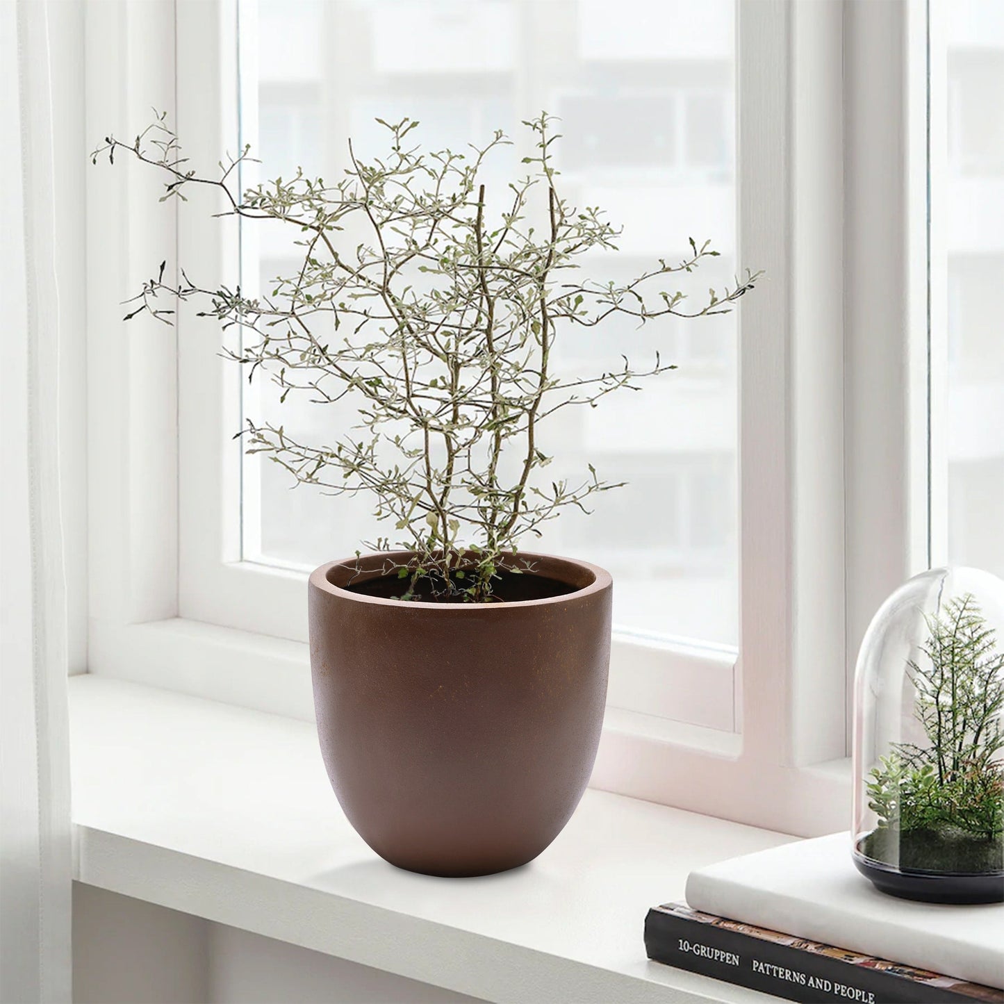 Jardinière ronde conique en MgO, pour l'intérieur et l'extérieur