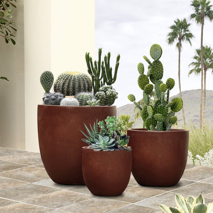 Jardinière ronde conique en MgO, pour l'intérieur et l'extérieur