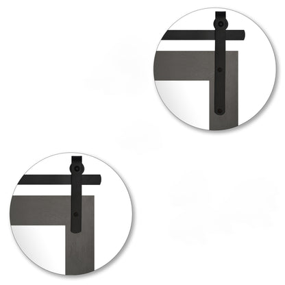 Miroir de ferme rustique Miroir de courtoisie Cadre en bois massif avec miroir de style grange en métal