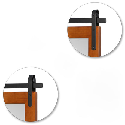 Miroir de ferme rustique Miroir de courtoisie Cadre en bois massif avec miroir de style grange en métal