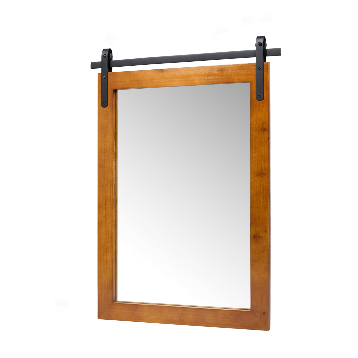 Miroir de ferme rustique Miroir de courtoisie Cadre en bois massif avec miroir de style grange en métal